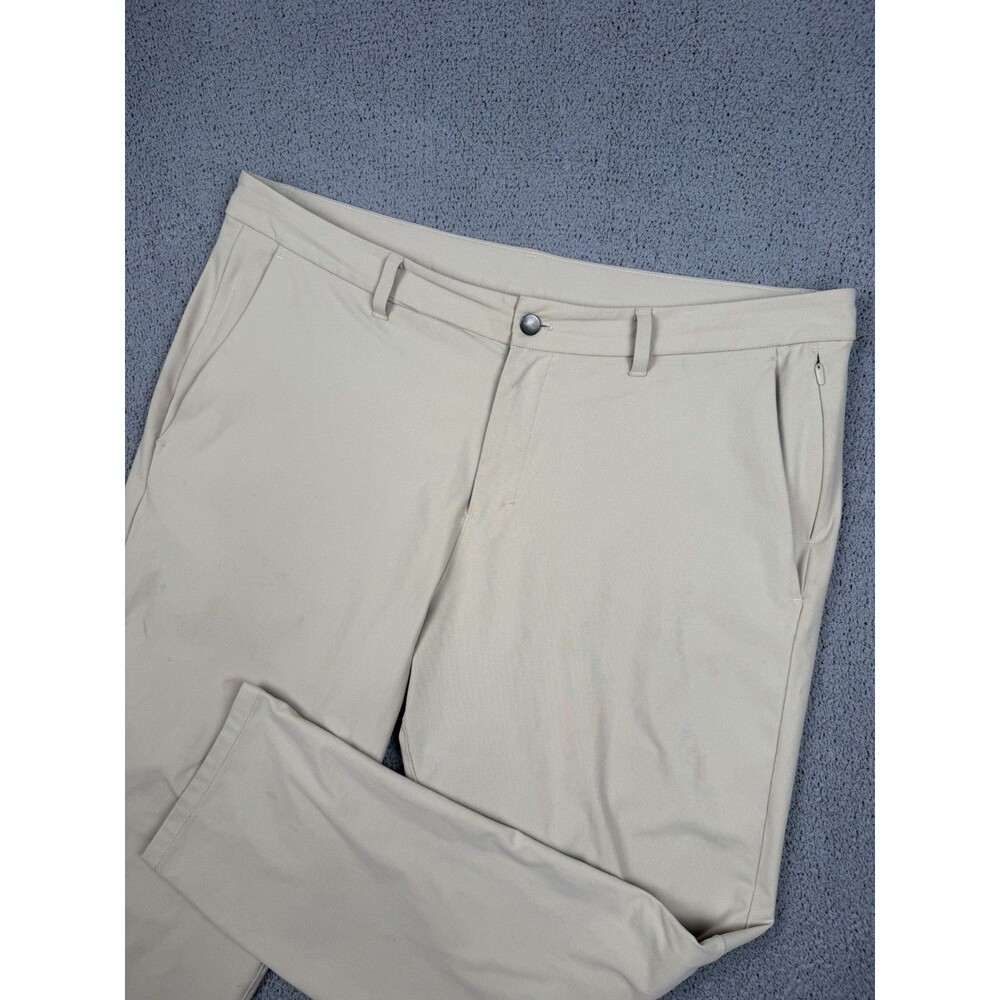 Lululemon Commission Pants Mens 40x28 Tan Slim Performance Stretch Warpstreme